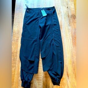 Lenvix European made cotton blend boho pants black jogger style relaxed fit NWT